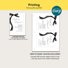 Load image into Gallery viewer, Black bow Eight & Elegant 8th Birthday Invitation, Editable template, Digital Download 0324