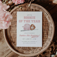 Load image into Gallery viewer, 0314 pink rookie of the year birthday invitation template