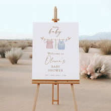 Load image into Gallery viewer, 2031 Pink Blue Baby Clothesline Baby Shower Gender Reveal Sign, Hello Baby, Digital Download