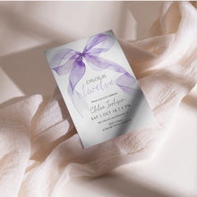 Load image into Gallery viewer, 0318 purple watercolor bow birthday invitation