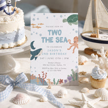 Load image into Gallery viewer, Blue Two the Sea Birthday Invitation Editable Boy Under the Sea 2nd Birthday Invite 0339