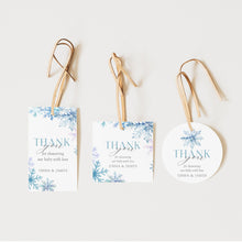 Load image into Gallery viewer, 2024 Blue Snowflake Baby Shower Favor Tag, Winter Baby Shower Thank You Label, Holiday Shower Favor Tags, Editable Template