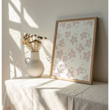 Load image into Gallery viewer, Watercolor whimsical pink daisy art print 07-276