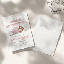 Load image into Gallery viewer, 0314 pink rookie of the year birthday invitation template