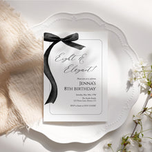 Load image into Gallery viewer, Black bow Eight & Elegant 8th Birthday Invitation, Editable template, Digital Download 0324