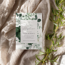 Load image into Gallery viewer, 0501 greenery baptism invitation template