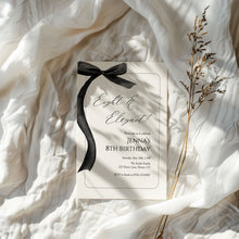 Load image into Gallery viewer, Black bow Eight & Elegant 8th Birthday Invitation, Editable template, Digital Download 0324