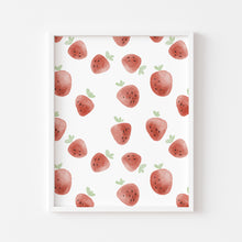 Load image into Gallery viewer, Watercolor whimsical red strawberry art print 07-276