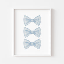 Load image into Gallery viewer, Watercolor three blue bowtie art print 07-297