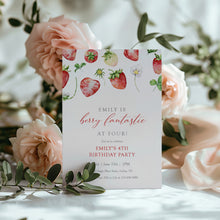 Load image into Gallery viewer, 0326 Strawberry berry four Invite, Editable Girl 4th Birthday Template, Digital Download