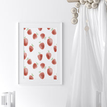 Load image into Gallery viewer, Watercolor whimsical red strawberry art print 07-276