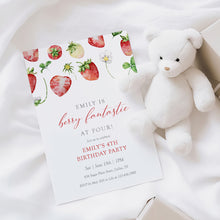 Load image into Gallery viewer, 0326 Strawberry berry four Invite, Editable Girl 4th Birthday Template, Digital Download