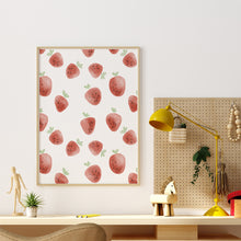 Load image into Gallery viewer, Watercolor whimsical red strawberry art print 07-276