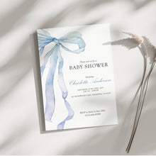 Load image into Gallery viewer, Corjl editable blue bow invitation 2014