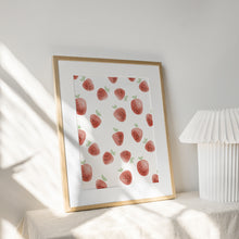 Load image into Gallery viewer, Watercolor whimsical red strawberry art print 07-276