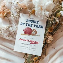 Load image into Gallery viewer, 0314 red rookie of the year birthday invitation template