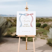 Load image into Gallery viewer, 2031 Pink Blue Bow Coquette Gender Reveal Baby Shower Sign, Digital Download