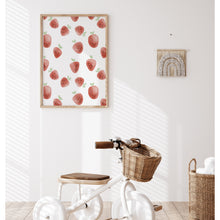 Load image into Gallery viewer, Watercolor whimsical red strawberry art print 07-276