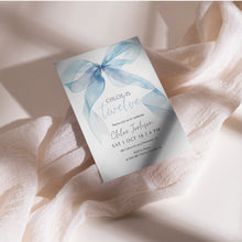 Load image into Gallery viewer, 0318 blue watercolor bow birthday invitation
