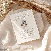 Load image into Gallery viewer, 2032 Light Blue Touchdown Teddy Bear Football Baby Shower Invite, Editable Template, Digital Download