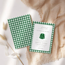 Load image into Gallery viewer, Little Putter Is On The Way Green Gingham Golf Baby Shower Invitation Editable Invite 2041