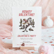 Load image into Gallery viewer, 0801 Western Cowgirl Howdy Galentine Invite, Valentines Day Girls Night Out, digital download, editable template