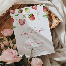 Load image into Gallery viewer, 0326 Strawberry berry four Invite, Editable Girl 4th Birthday Template, Digital Download