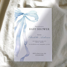 Load image into Gallery viewer, Corjl editable blue bow invitation 2014