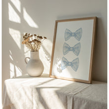 Load image into Gallery viewer, Watercolor three blue bowtie art print 07-297