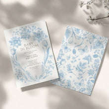 Load image into Gallery viewer, Corjl editable blue tolie de jouy baby in bloom 2015