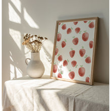 Load image into Gallery viewer, Watercolor whimsical red strawberry art print 07-276