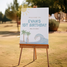 Load image into Gallery viewer, The Big One Welcome Sign Editable Coastal Surf Birthday Decor Beach Boy 1st Birthday Template 0338