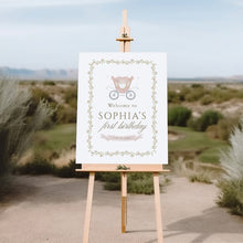 Load image into Gallery viewer, pink princess welcome sign once upon a time 1st birthday girl template 0332