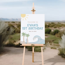 Load image into Gallery viewer, The Big One Welcome Sign Editable Coastal Surf Birthday Decor Beach Boy 1st Birthday Template 0338