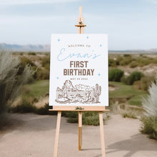 Load image into Gallery viewer, Wildest One in the West Welcome Sign Boy Cowboy Birthday Western Party Sign Editable Template 0336
