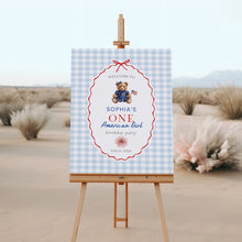 Load image into Gallery viewer, All American Girl 1st Birthday Party Welcome Sign Template, 4th of July Patriotic Summer Decor 0341