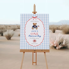 Load image into Gallery viewer, All American Boy 1st Birthday Party Welcome Sign Template, 4th of July Patriotic Summer Decor 0341