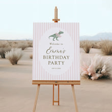 Load image into Gallery viewer, 0323 Pink tutu T-Rex Birthday Welcome Sign - Ballerina Dino Decor for Girl's B-Day