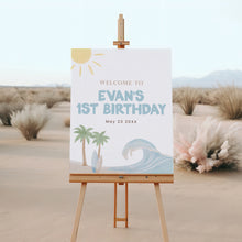 Load image into Gallery viewer, The Big One Welcome Sign Editable Coastal Surf Birthday Decor Beach Boy 1st Birthday Template 0338