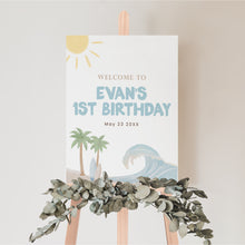 Load image into Gallery viewer, The Big One Welcome Sign Editable Coastal Surf Birthday Decor Beach Boy 1st Birthday Template 0338