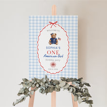 Load image into Gallery viewer, All American Girl 1st Birthday Party Welcome Sign Template, 4th of July Patriotic Summer Decor 0341