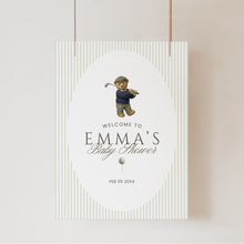 Load image into Gallery viewer, Golf Baby Shower Welcome Sign Teddy Bear Preppy New to the Club Editable Template 2041