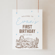 Load image into Gallery viewer, Wildest One in the West Welcome Sign Boy Cowboy Birthday Western Party Sign Editable Template 0336