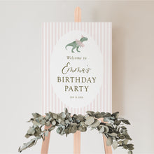 Load image into Gallery viewer, 0323 Pink tutu T-Rex Birthday Welcome Sign - Ballerina Dino Decor for Girl's B-Day