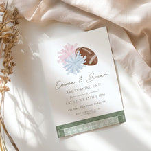 Load image into Gallery viewer, 0325 Cheer & Football Joint Birthday Invitation, Twin Siblings Sports Invite, Digital Download Template