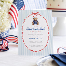 Load image into Gallery viewer, All American Girl Baby Shower Invitation | Fourth Of July Summer Template 2046