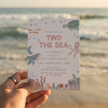 Load image into Gallery viewer, Pink Two the Sea Birthday Invitation Editable Pink Summer Pool Party 2nd Birthday Invite 0339