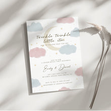 Load image into Gallery viewer, Corjl editable Twinkle twinkle gender reveal invitation template 2014