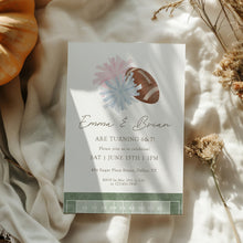 Load image into Gallery viewer, 0325 Cheer & Football Joint Birthday Invitation, Twin Siblings Sports Invite, Digital Download Template