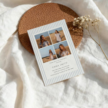 Load image into Gallery viewer, Blue Bow Graduation Announcement Photo Collage Invite Preppy Coquette Template 0808